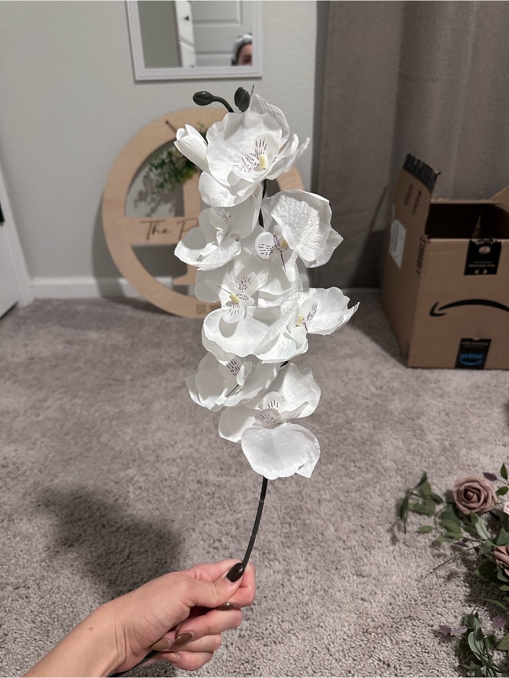 White Artificial Orchid Stem - Elegant Home Accent